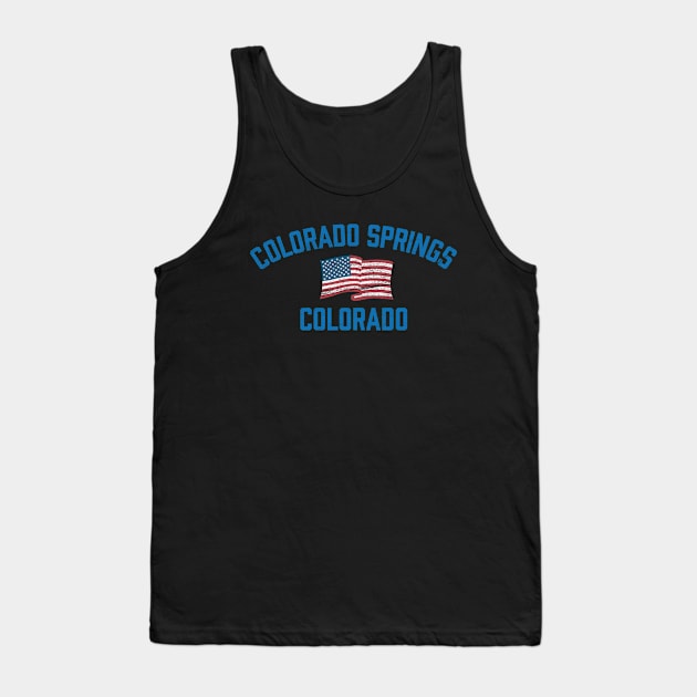 Colorado Springs Colorado Vintage USA Flag Tank Top by TGKelly